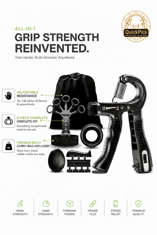 QuickPick Grip Strengthener Kit Infographic